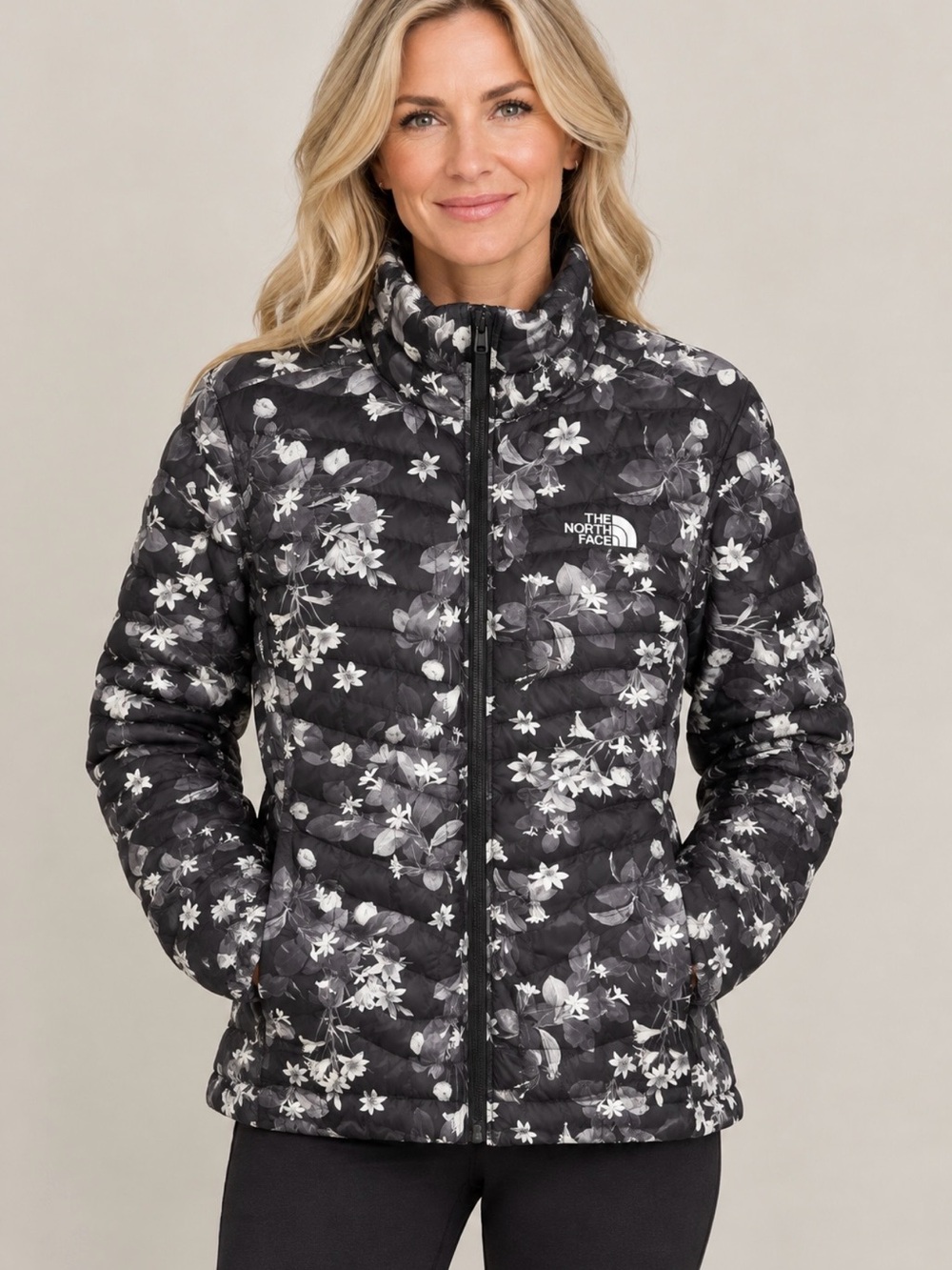 The North Face ThermoBall Women’s Black Floral  Puffer Jacket